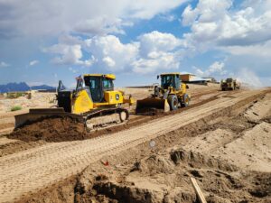 Fleet inventory lined up at a construction site